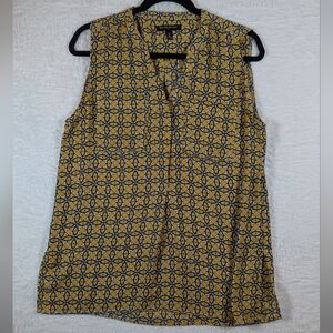 447-Banana Republic‎ Yellow and Blue Geometric Blouse